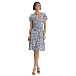 Ralph Lauren Black Label Floral Surplice Stretch Midi Jersey Dress in Purple